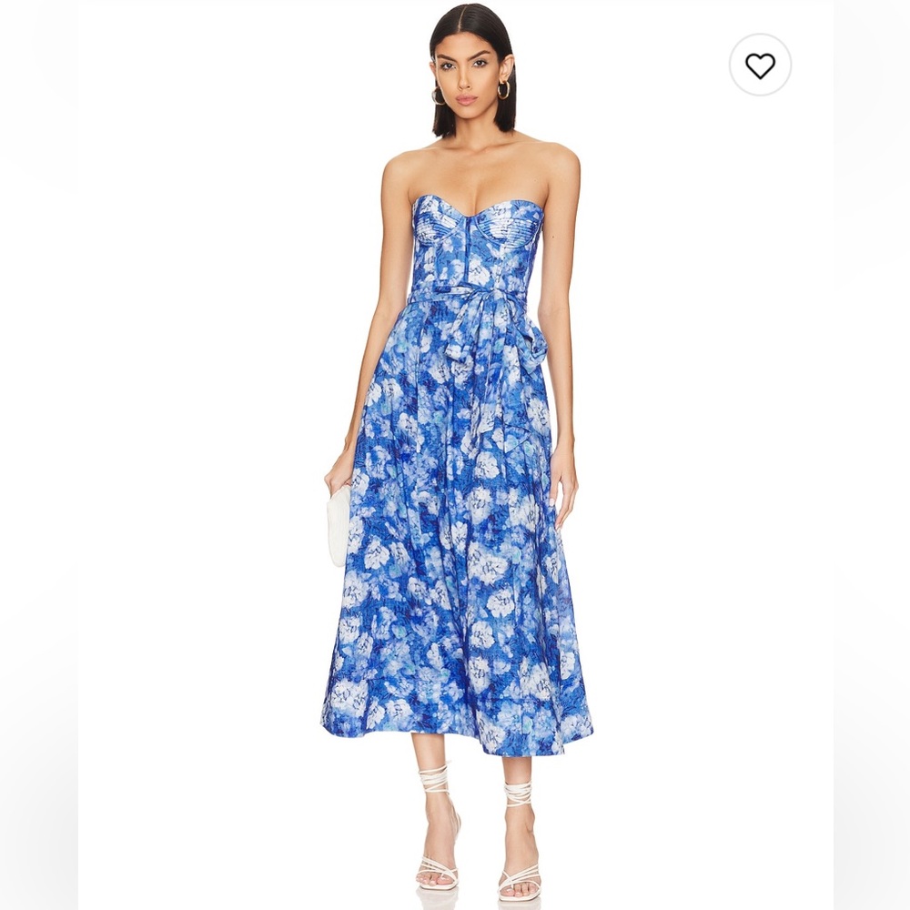 Bardot Vibrant Floral Midi Dress in Blue Floral
